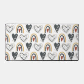 Rainbow Hearts Boho Patroon Geel Rood Grijs Bureaumat (Voorkant)
