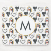 Rainbow Hearts Boho Pattern Monogram Initiaal Muismat (Voorkant)