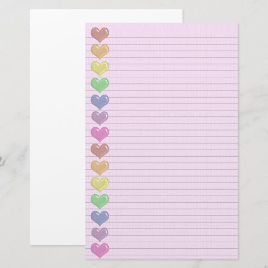 Rainbow Hearts Border optionele briefpapier (Voorkant / Achterkant)