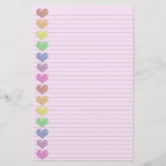 Rainbow Hearts Border optionele briefpapier (Voorkant)