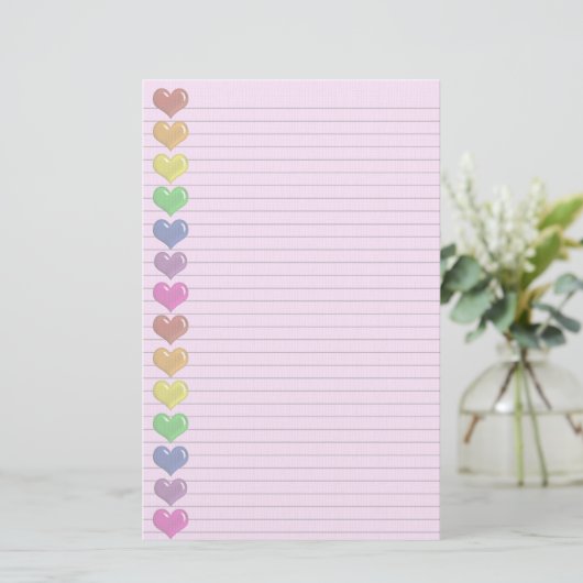 Rainbow Hearts Border optionele briefpapier (Staand voorkant)