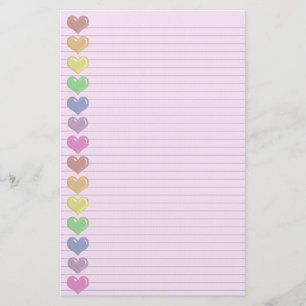 Rainbow Hearts Border optionele lijnen stationaire Briefpapier