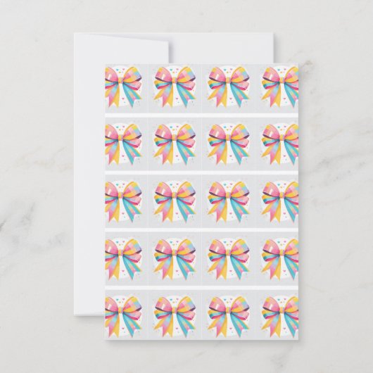 Rainbow Hearts Bow Baby shower Bedankkaart (Achterkant)