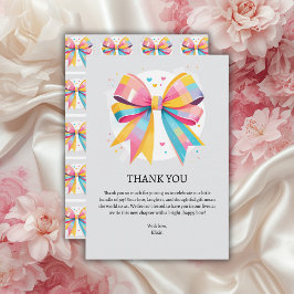 Rainbow Hearts Bow Baby shower Bedankkaart