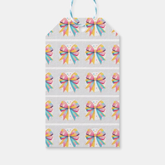 Rainbow Hearts Bow Baby shower Cadeaulabel (Achterkant)