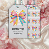 Rainbow Hearts Bow Baby shower Cadeaulabel