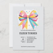 Rainbow Hearts Bow Baby shower Kaart (Voorkant)