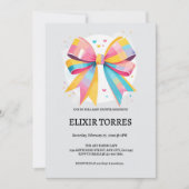 Rainbow Hearts Bow Baby shower Kaart (Voorkant)