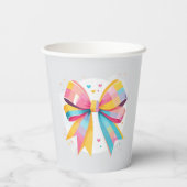 Rainbow Hearts Bow Baby shower Papieren Bekers (Achterkant)