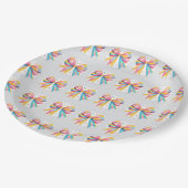 Rainbow Hearts Bow Baby shower Papieren Bordje (Gekanteld)