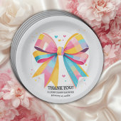 Rainbow Hearts Bow Baby shower Papieren Bordje
