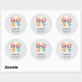Rainbow Hearts Bow Baby shower Ronde Sticker (Vel)