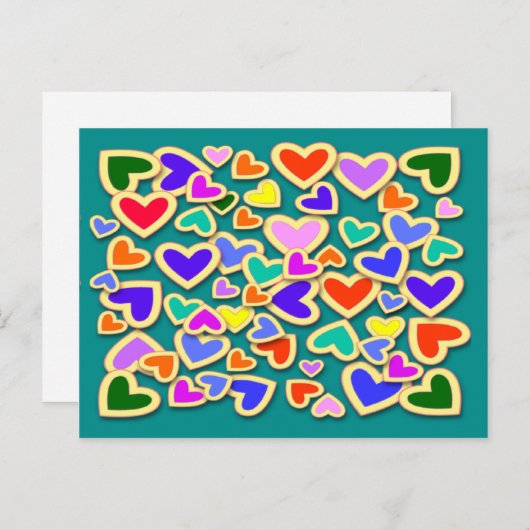 RAINBOW HEARTS BRIEFKAART (Voorkant / Achterkant)