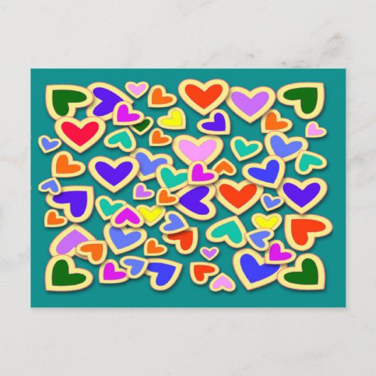 RAINBOW HEARTS BRIEFKAART (Voorkant)