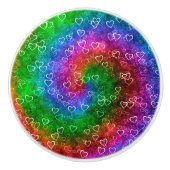 Rainbow Hearts Ceramic Knob Keramische Knop (Voorkant)