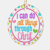 Rainbow Hearts Christelijk dat ik alles kan doen C Keramisch Ornament (Links)