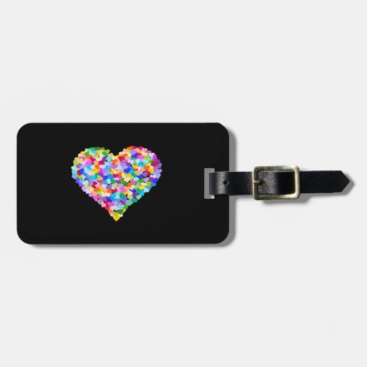 Rainbow Hearts Confetti Bagagelabel (Voorkant horizontaal)