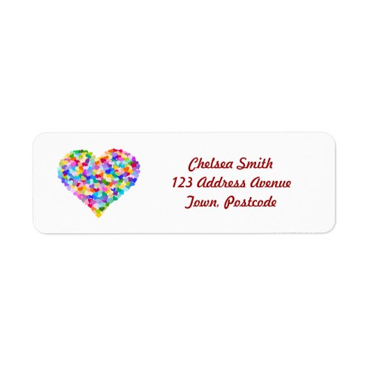 Rainbow Hearts Confetti Etiket (Voorkant)