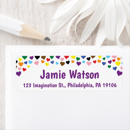 Rainbow hearts confetti lijst border label (Insitu)