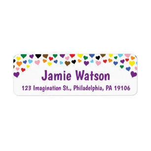 Rainbow hearts confetti lijst border label