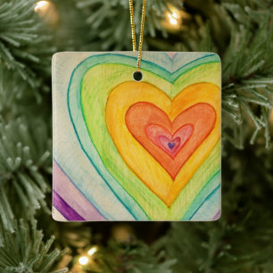 Rainbow Hearts Custom Holiday Gift Ornamenten