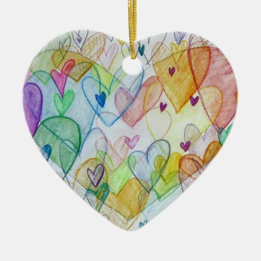 Rainbow Hearts Custom Holiday Gift Ornaments Keramisch Ornament (Voorkant)