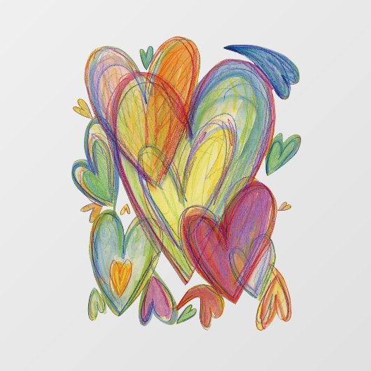 Rainbow Hearts Decoration Window Cling Raamsticker (Vel)