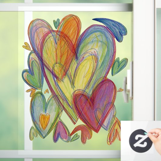Rainbow Hearts Decoration Window Cling Raamsticker (Huis)