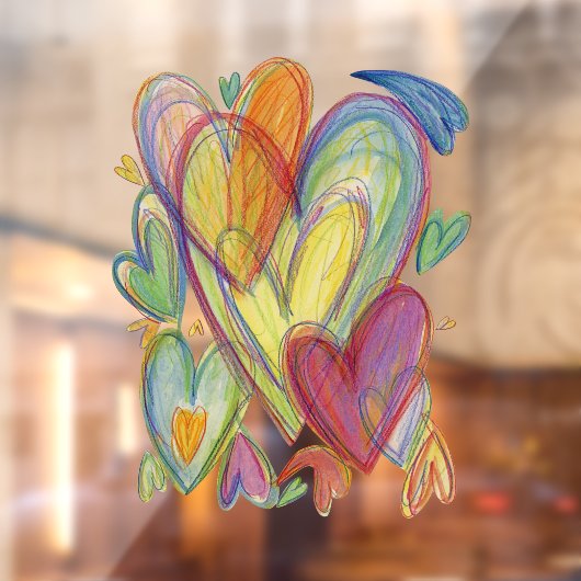 Rainbow Hearts Decoration Window Cling Raamsticker (Vel 2)