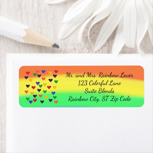 Rainbow Hearts en Blends Adresetiketten Etiket (Insitu)