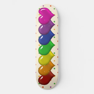 Rainbow Hearts en Polka Dots Meisjes Skatedeck Persoonlijk Skateboard