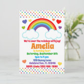 Rainbow Hearts en Stippen Meisjes Verjaardag Kaart (Staand voorkant)