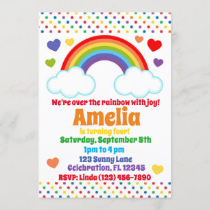 Rainbow Hearts en Stippen Meisjes Verjaardag Kaart