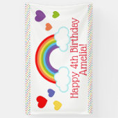 Rainbow Hearts en Stippen Meisjes Verjaardag Spandoek (Verticaal)