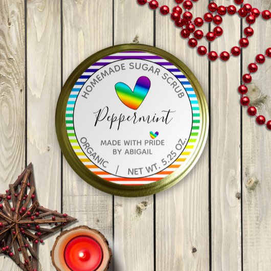 Rainbow Hearts en Stripes Sugar Scrub Ronde Sticker