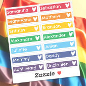 Rainbow Hearts Flag Custom Guest List Namen Sticker