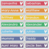 Rainbow Hearts Flag Custom Guest List Namen Sticker (Voorkant)