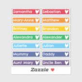 Rainbow Hearts Flag Custom Guest List Namen Sticker (Vel)