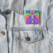 Rainbow Hearts Fractal Vierkante Button 5,1 Cm (In situ)