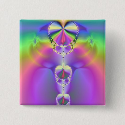 Rainbow Hearts Fractal Vierkante Button 5,1 Cm (Voorkant)