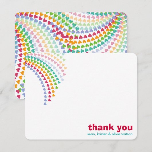 Rainbow Hearts Fun Sprinkles Whimsical Baby shower Bedankkaart (Voorkant / Achterkant)