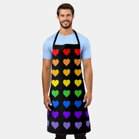 Rainbow Hearts Gay Pride Black Schort (Gedragen)