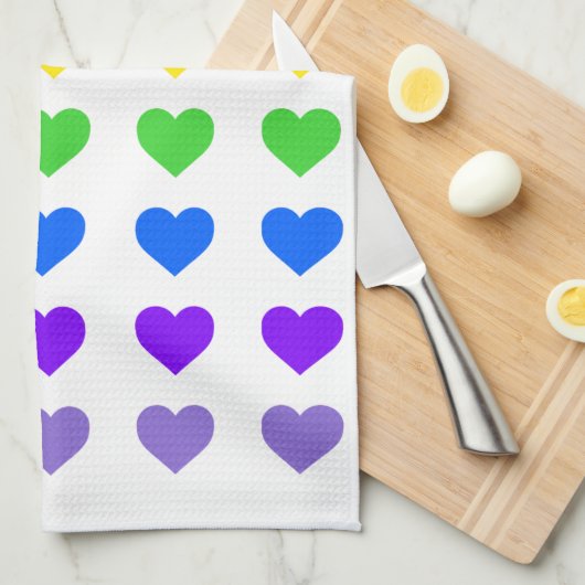 Rainbow Hearts Gay Pride Theedoek (Quarter Fold)