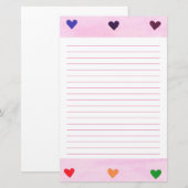 Rainbow Hearts, gebiterd Briefpapier (Voorkant / Achterkant)