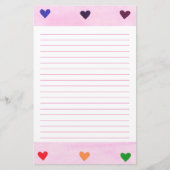 Rainbow Hearts, gebiterd Briefpapier (Voorkant)