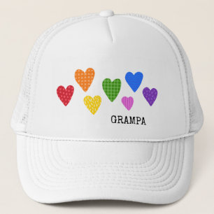 Rainbow Hearts GRAMPA Kleurrijke Love Joy Fun Fun  Trucker Pet