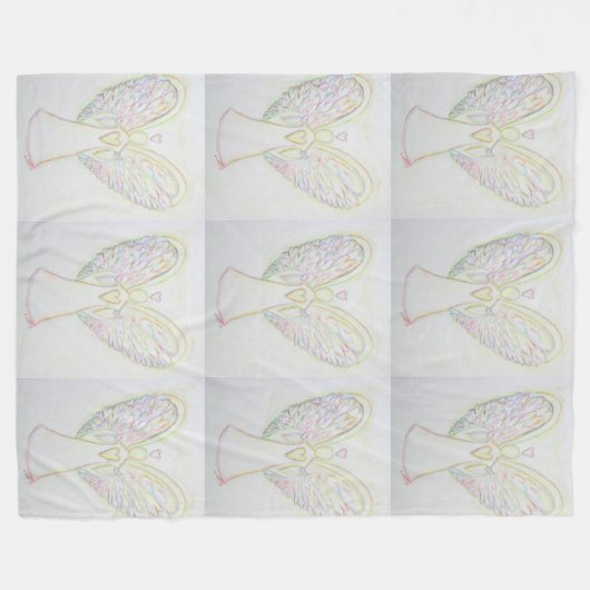 Rainbow Hearts Guardian Angel Fleece Blanket (Voorkant (Horizontaal))