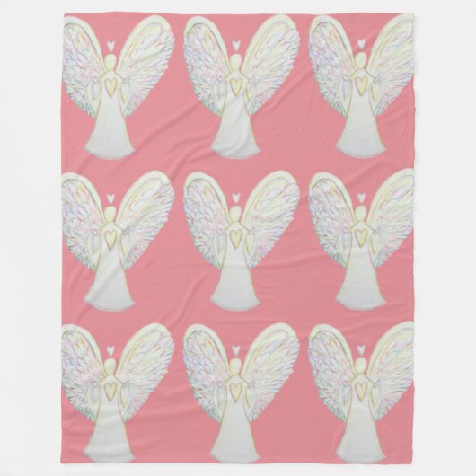 Rainbow Hearts Guardian Angel Fleece Blanket (Voorkant)