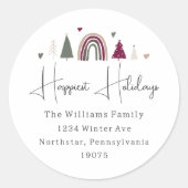 Rainbow & Hearts Happiest Feestdagen Envelope Seal Ronde Sticker (Voorkant)