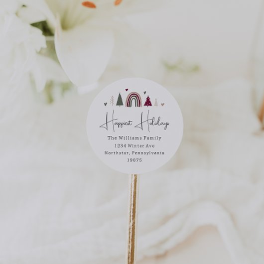 Rainbow & Hearts Happiest Feestdagen Envelope Seal Ronde Sticker